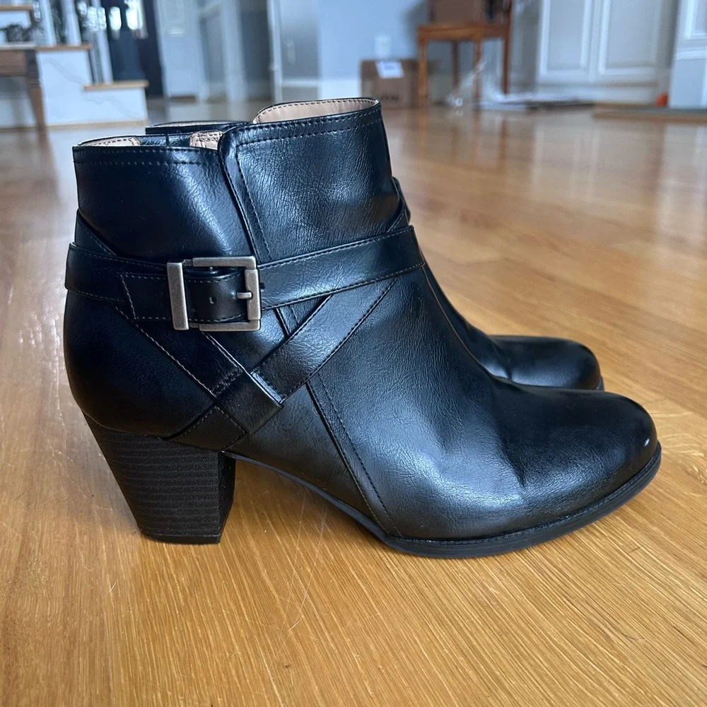 Abella Black Ankle Boots with Buckle - Picture 11 of 11